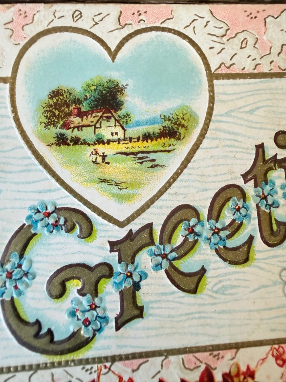 Antique Floral Greeting Card Box with 16 Antique Post Cards 1909-1911 - Picture 10 of 17